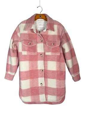 Joe Fresh x Jillian Harris Pink Gingham Shacket Long Coquette Cute Casual S